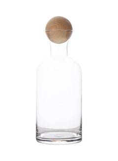 Buy Retro Nordic Glass Straight Pot With Wooden Stopper Clear 10x10x24.5cm in UAE