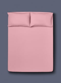 اشتري Fitted Bedsheet Set Queen Size  100% Cotton Light Weight Everyday Use 144 TC High Quality 1 Bed Sheet And 2 Pillow Cases Pink Color Cotton Pink في الامارات