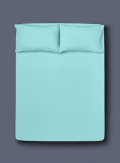 Buy Home Essential Fitted sheet set/3 Queen size -  100% Cotton Light Weight Everyday Use 144 TC High Quality 1 Bed Sheet 160x200+33cm, 2 Pillow Case 50x75cm - Turquoise Cotton Turquoise in UAE