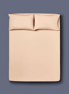 اشتري Home Delight fitted sheet set/3 Single size -  100% Cotton Light Weight Everyday Use 144 TC High Quality 1 Bed Sheet 90x190+25cm, 2 Pillow Case 50x75cm - Beige Cotton Beige في الامارات