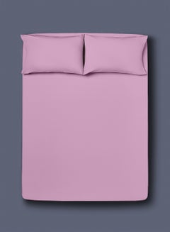 Buy Fitted Bedsheet Set Queen Size  100% Cotton High Quality Light Weight Everyday Use 180 TC 1 Bed Sheet And 2 Pillow Cases Lilac Color Cotton Lilac in UAE