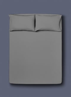اشتري Home Delight fitted sheet set/3 Single size -  100% Cotton Light Weight Everyday Use 144 TC High Quality 1 Bed Sheet 90x190+25cm, 2 Pillow Case 50x75cm - Grey Cotton Grey في الامارات