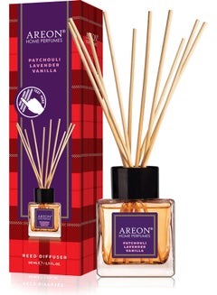 Buy Reed Diffuser With Incense Sticks Patchouli Lavender Vanilla Blue/Red/Gold 50ml in UAE