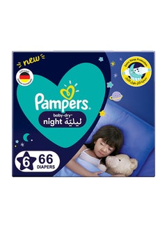 Buy Pampers Baby-Dry Night Diapers, size 6, Extra Large, 14+kg, 66 count Special Offer in UAE