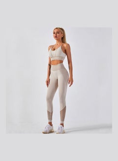 اشتري 2-Piece Sports Bra And High Waist Legging Set Grey في السعودية