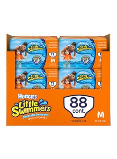 Buy Little Swimmer Disposable Swim Pants Diapers, 11 - 15 Kg, 88 Count ( 8 x 11 Pack ) - Medium, Easy Open Sides in UAE