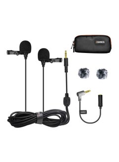 Buy Dual-Head Lavalier Lapel Microphone D4803-1B1 Black in Saudi Arabia