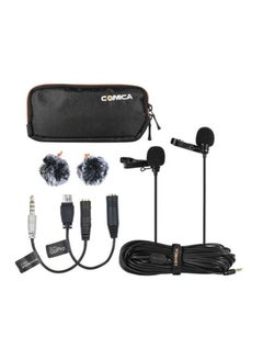 Buy 6-Piece Dual-Head Lavalier Microphone Set Cvm-D02 Black in Egypt