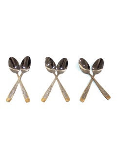 Buy 6-Piece Spoon Set Silver/Gold 10cm in Saudi Arabia