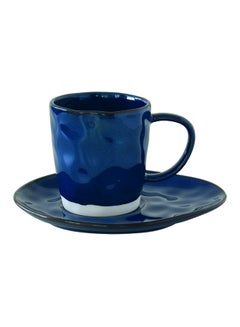 Buy Porcelain Cup And Saucer Blue 250ml in UAE