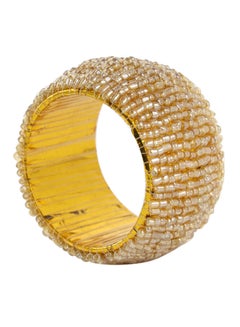 Buy Beaded Napkin Ring Beige/Gold in UAE