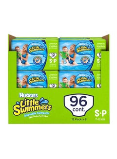 Buy Little Swimmer Disposable Swim Pants Diapers, 7 - 12 Kg, 96 Count ( 8 x 12 Pack ) - Small, Easy Open Sides in UAE