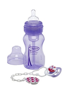 اشتري Wide Neck Feeding Bottle With Soother And Clip في مصر