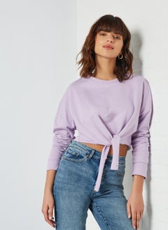 Buy Tie-Up Front Sweatshirt Lila in UAE