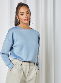 Buy Plain Cropped Sweatshirt Blue in UAE