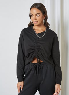 Buy Ruched Front Sweatshirt Black in UAE