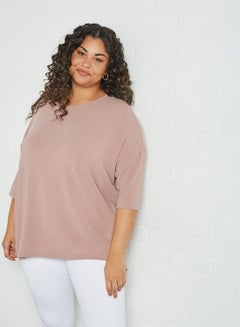 Buy Curve Asymmetric Hem Top Adobe Rose in UAE