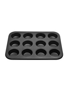 Buy Non-Stick Muffin Tray Baking Pan 12 Cup black 35.5cm in Egypt