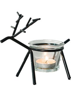 Buy Nordic Iron Romantic Lamp Candlestick Black 13cm in UAE