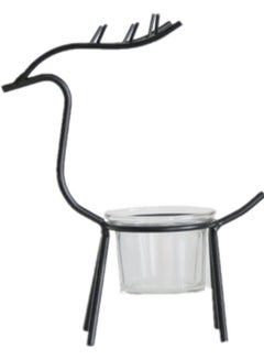 Buy Nordic Iron Lamp Candle Holder Black 18cm in UAE