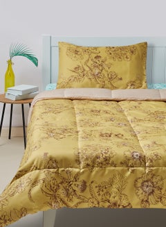 Buy Comforter Set Queen Size All Season Everyday Use Bedding Set Extra Soft Microfiber 2 Pieces 1 Comforter 1 Pillow Cover  Gold Polyester Gold 150 x 200cm in Saudi Arabia