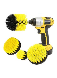 Buy 4-Piece Stiff Bristle Drill Brush Yellow/Black 20.2x16.6x12.6cm in Saudi Arabia