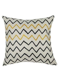 Buy Decorative Printed Pillowcase White/Black/Yellow 45 x 45cm in Saudi Arabia