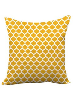 Buy Decorative Printed Soft Pillowcase Yellow/White 45x45cm in Saudi Arabia