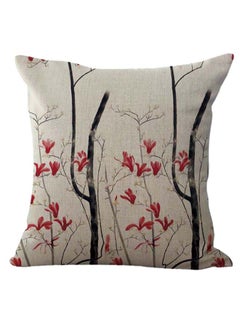 Buy Decorative Printed Pillowcase White/Black/Red 45 x 45cm in UAE