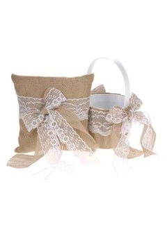 اشتري Vintage Rustic Wedding Burlap Flower Girl Basket Brown في السعودية