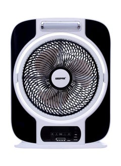 Buy 12 Inch Rechargeable Box Fan, 40 Hours Working, Up/Down Tilting, USB 5V Output, 9 Speed Options, LCD Display, 0.5 Hours Timer, Battery Level Indicator GF989 Black/White in Saudi Arabia