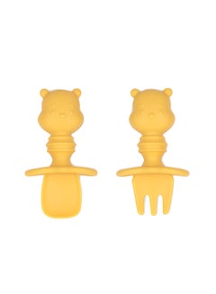 Buy Winnie The Pooh Silicone Chewtensils, Baby Fork And Spoon Set in UAE