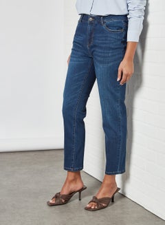 Buy Olivia Straight Jeans Dark Blue Denim in UAE