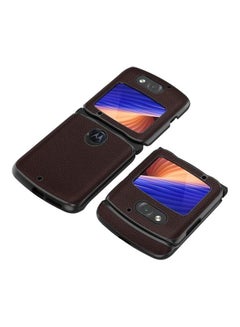 Buy Leather Protective Front and Back Cover For Motorola Moto Razr 2 5G Brown in Saudi Arabia