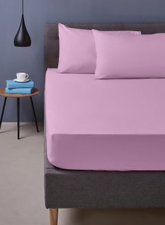 Buy Duvet Cover Set- 100% Cotton 180 Thread Count With 1 Duvet Cover 200X200 Cm And 2 Pillow Cover 50X75 Cm - For Queen Size Mattress Cotton Lilac in UAE