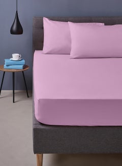 اشتري Duvet Cover Set- 100% Cotton 180 Thread Count With 1 Duvet Cover 260X220 Cm And 2 Pillow Cover 50X75 Cm - For King Size Mattress - Lilac Cotton Lilac King في الامارات