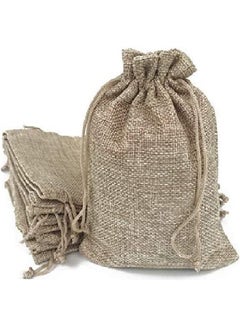 Buy 50-Piece Burlap Bags with Drawstring Brown in Saudi Arabia