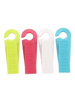 Buy 4-Piece Door Stoppers with ABS Hook Multicolour 13.97x13.96x4.83cm in UAE