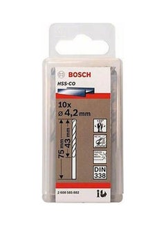 Buy Pack Of 10Metal Drill Bit Hss-Co Silver 4.2X43X75mm in Egypt