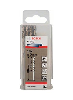 Buy Pack Of  10 Metal Drill Bits  Hss-Co Silver 5X52X86mm in Egypt