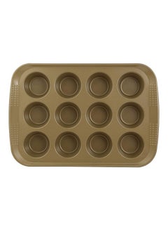 Buy Bake right Pro Rectangle Shaped Muffin Pan Greenish Gold 40.6cm in UAE