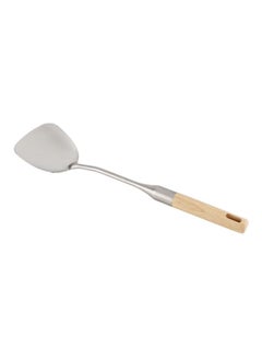 Buy Stainless Steel Turner With Rubber Wood Handle Silver/Beige 40x8x1.5cm in UAE