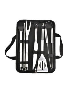 Buy 9-Piece BBQ Tool Set Silver in UAE