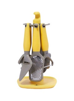 Buy 7-Piece Tools With Stand Set Yellow/Grey 6x6x27cm in UAE