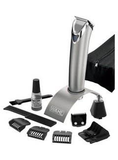 Buy Cordless Stainless Steel Trimmer Set With Storage Pouch Silver/Black in Saudi Arabia