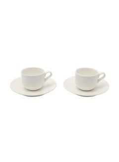 اشتري Set Of 2 Turkish Coffee Cup And Saucer Set أبيض 5بوصة في الامارات