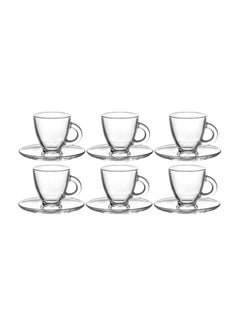 Buy 12-Piece Tea Cup And Saucer Set Clear in Saudi Arabia