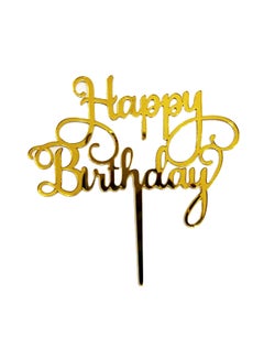 Buy Happy Birthday Cake Topper Yellow/White One Size in UAE