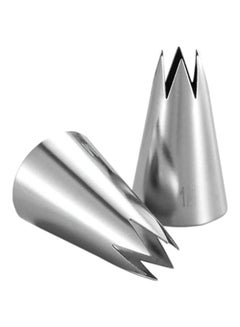 Buy 2-Piece Cake Decorating Piping Nozzle Set Silver 4x2.5inch in Saudi Arabia