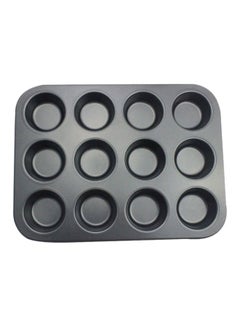 Buy 12-Hole Muffin Pan Cupcake Mould Black 35x26.5x2.8cm in Egypt